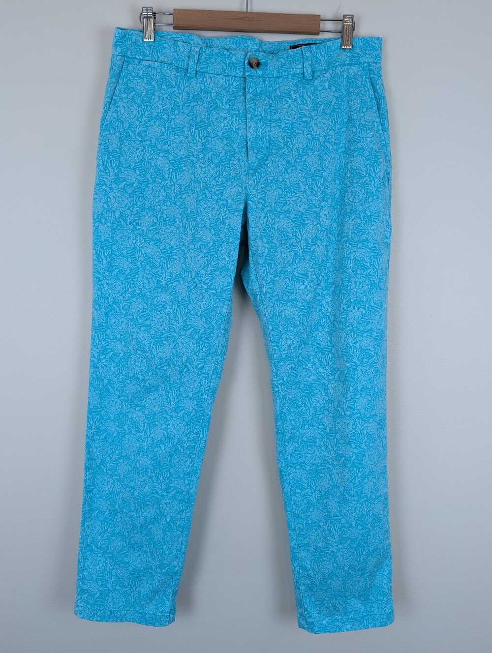 Vineyard Vines Blue Turtle Print Stretch Chino Breaker Pants